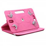 Wholesale Universal 7 inch 360 Premium Flip Leather Tablet Case (Hot Pink)